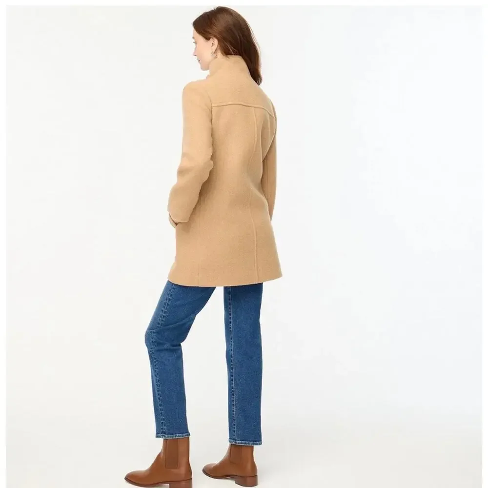 J. CREW $298 HEATHER ACORN WOOL BLEND BUTTON NECK CITY COAT SZ 6 - Picture 2 of 8